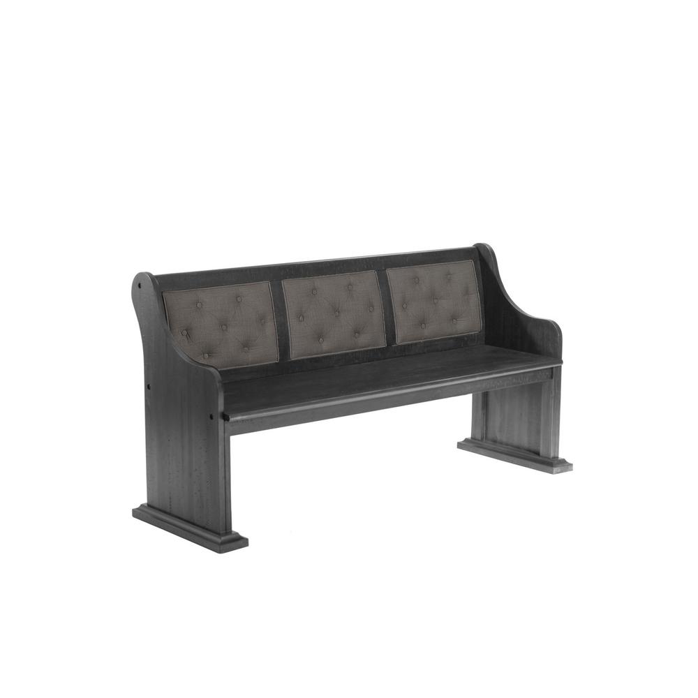 D88 Dark Gray Wood Dining Bench in Dark Gray Linen. Picture 1