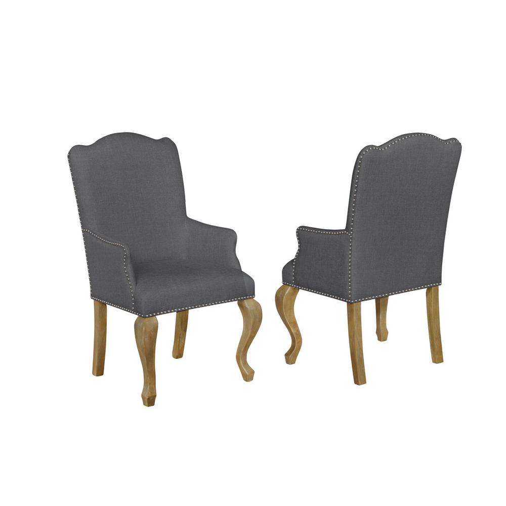 Arm Chair, Set of 2 in gray linen. Picture 1