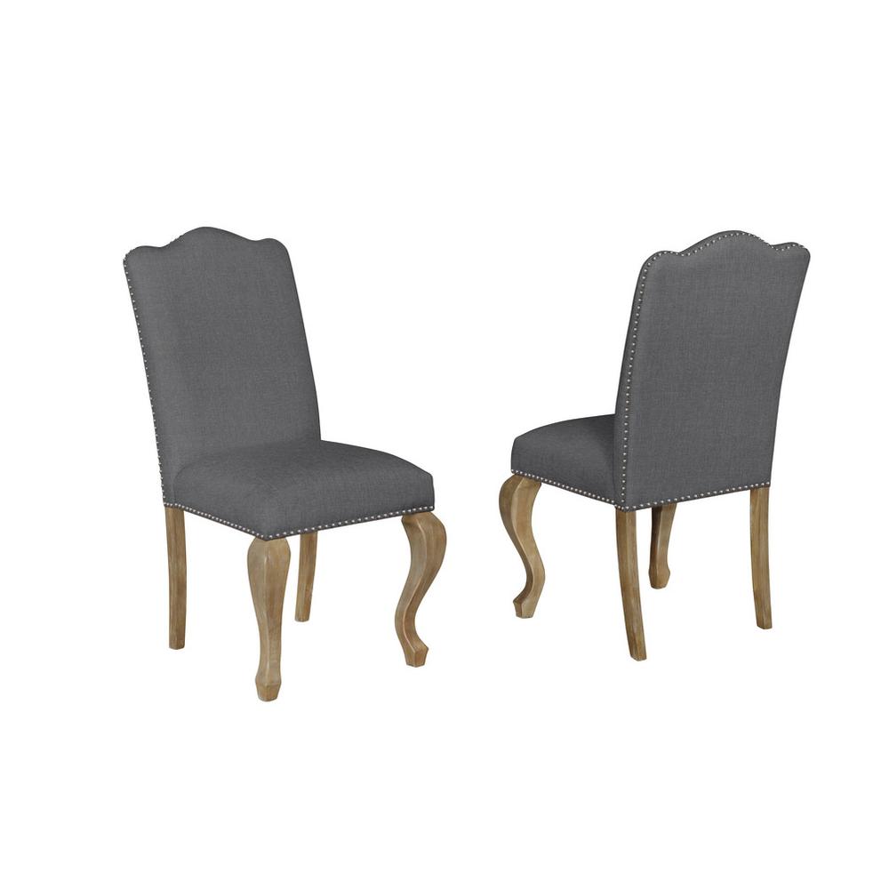 Side Chairs, Set of 2 in Gray Linen. Picture 1