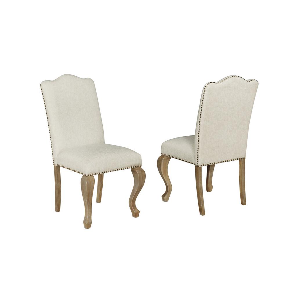 Side Chairs, Set of 2 in Beige Linen. Picture 1