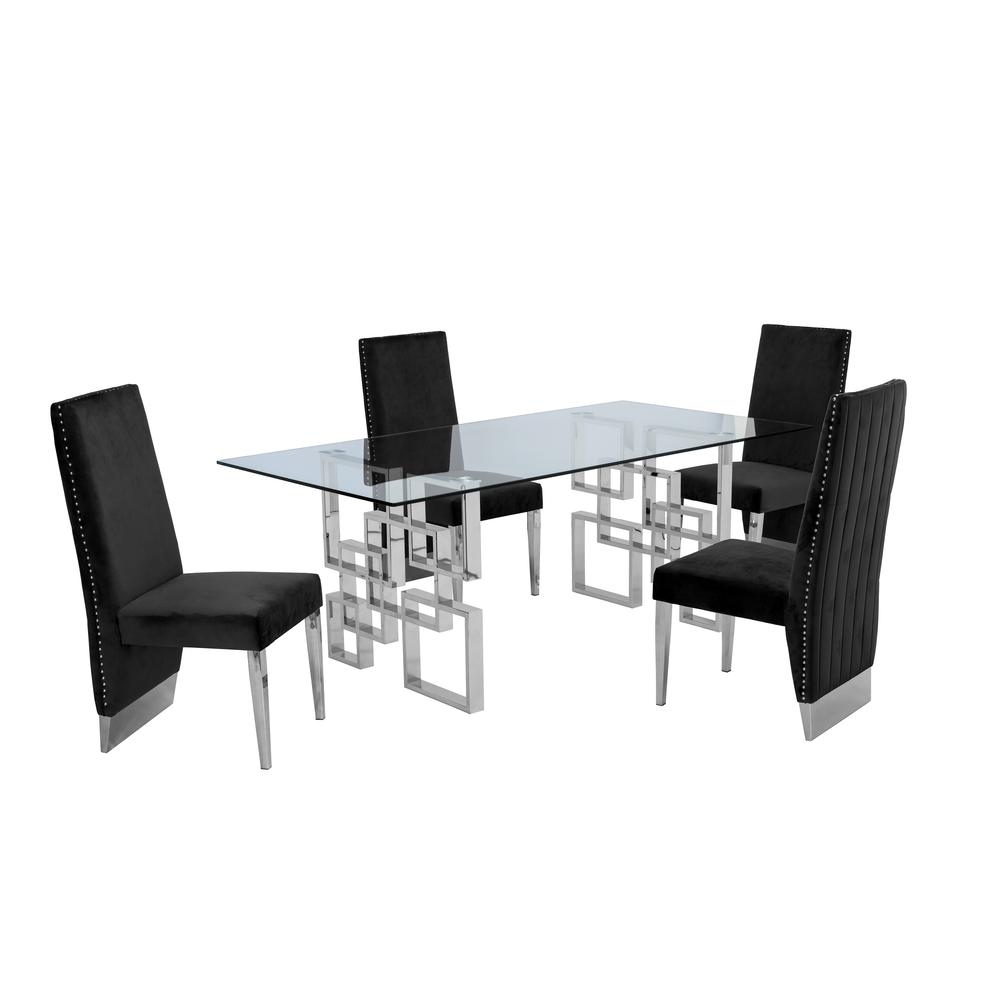 5 Piece Dining Set w/ Stainless Steel Table 837. Picture 3