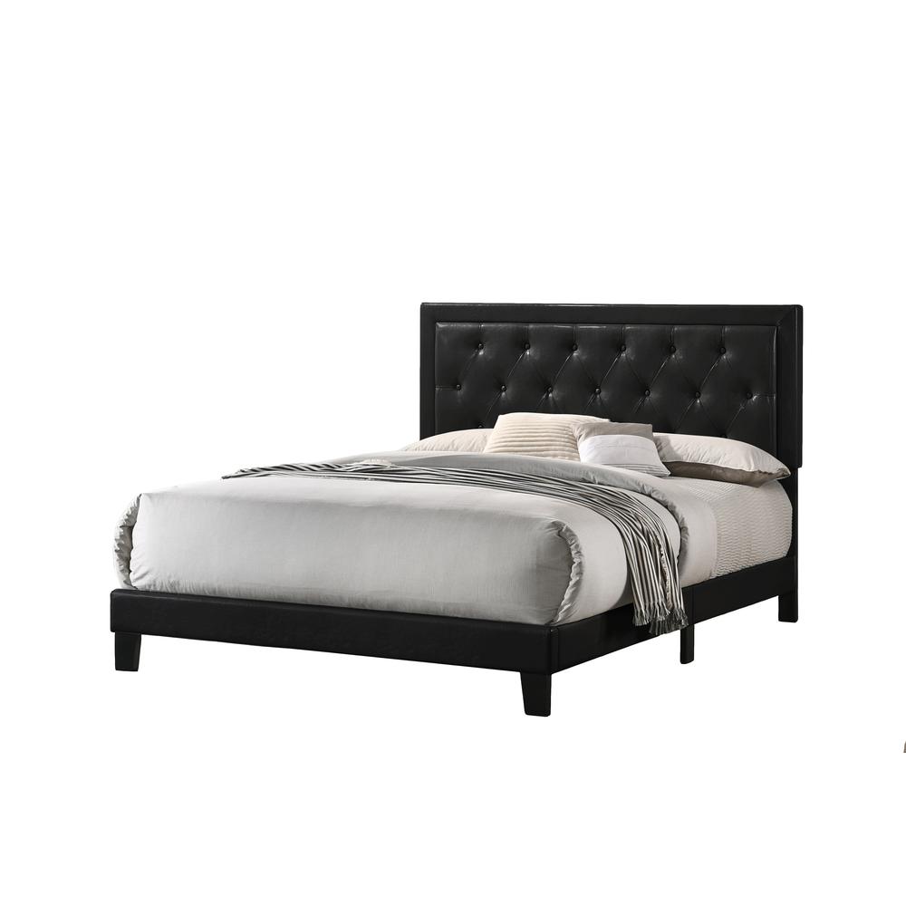 Black Faux Leather Panel Bed - Full. Picture 1