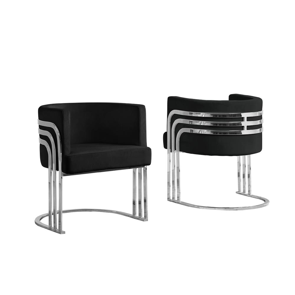Single Velvet Barrel Chair, Chrome Legs, Black. The main picture.