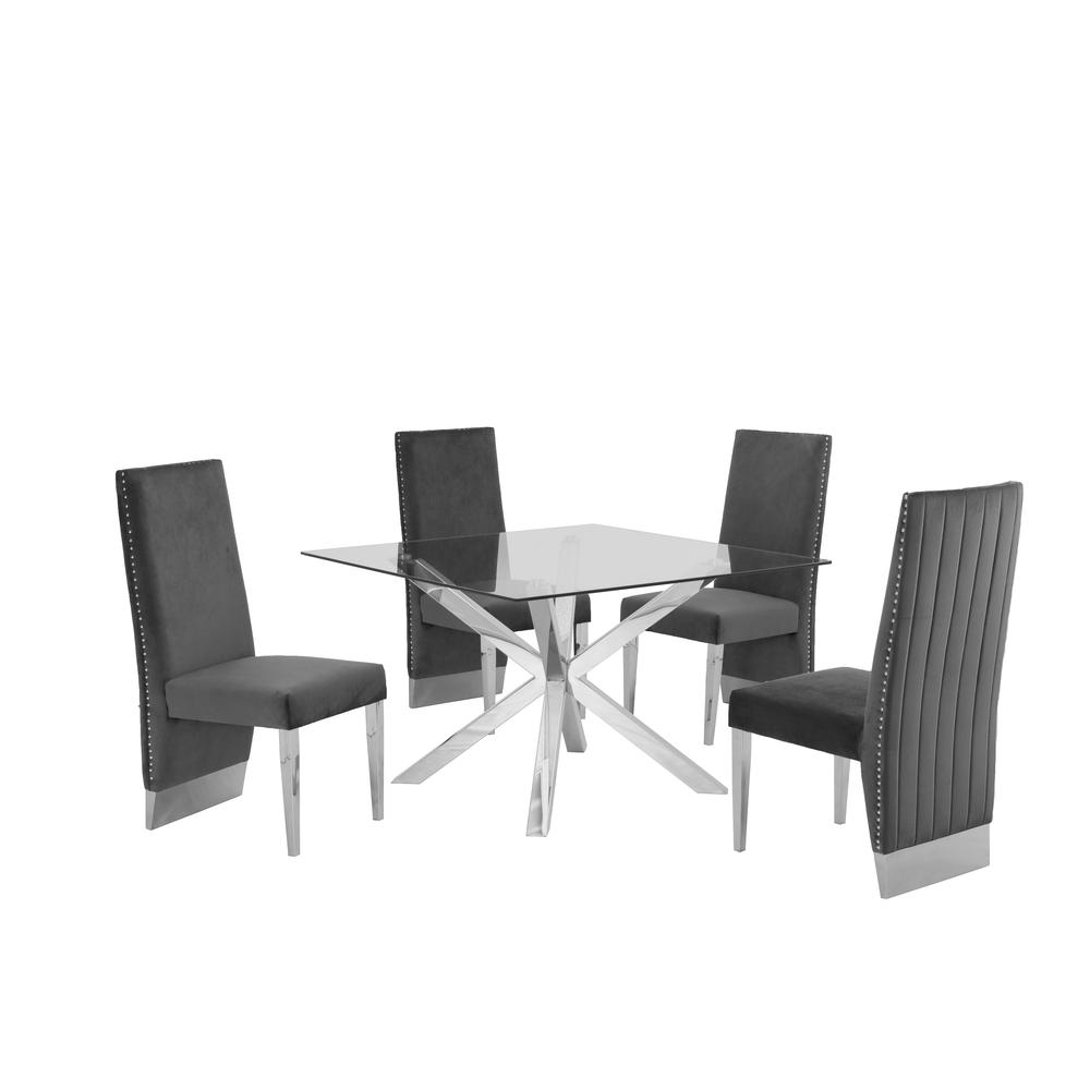 5 Piece Dining Set w/ Stainsteel Table 686. Picture 1