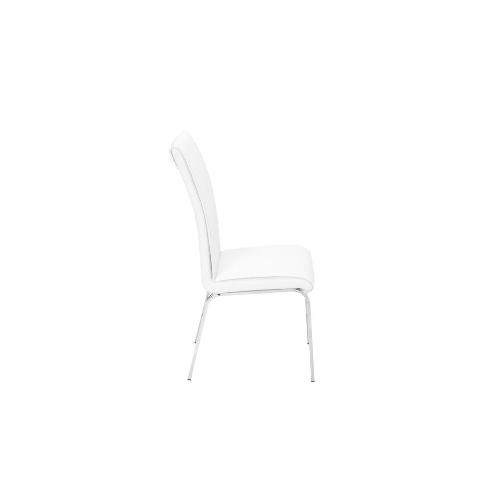 Faux Leather Dining Side Chairs, Chrome Legs (Set of 2) - White. Picture 3