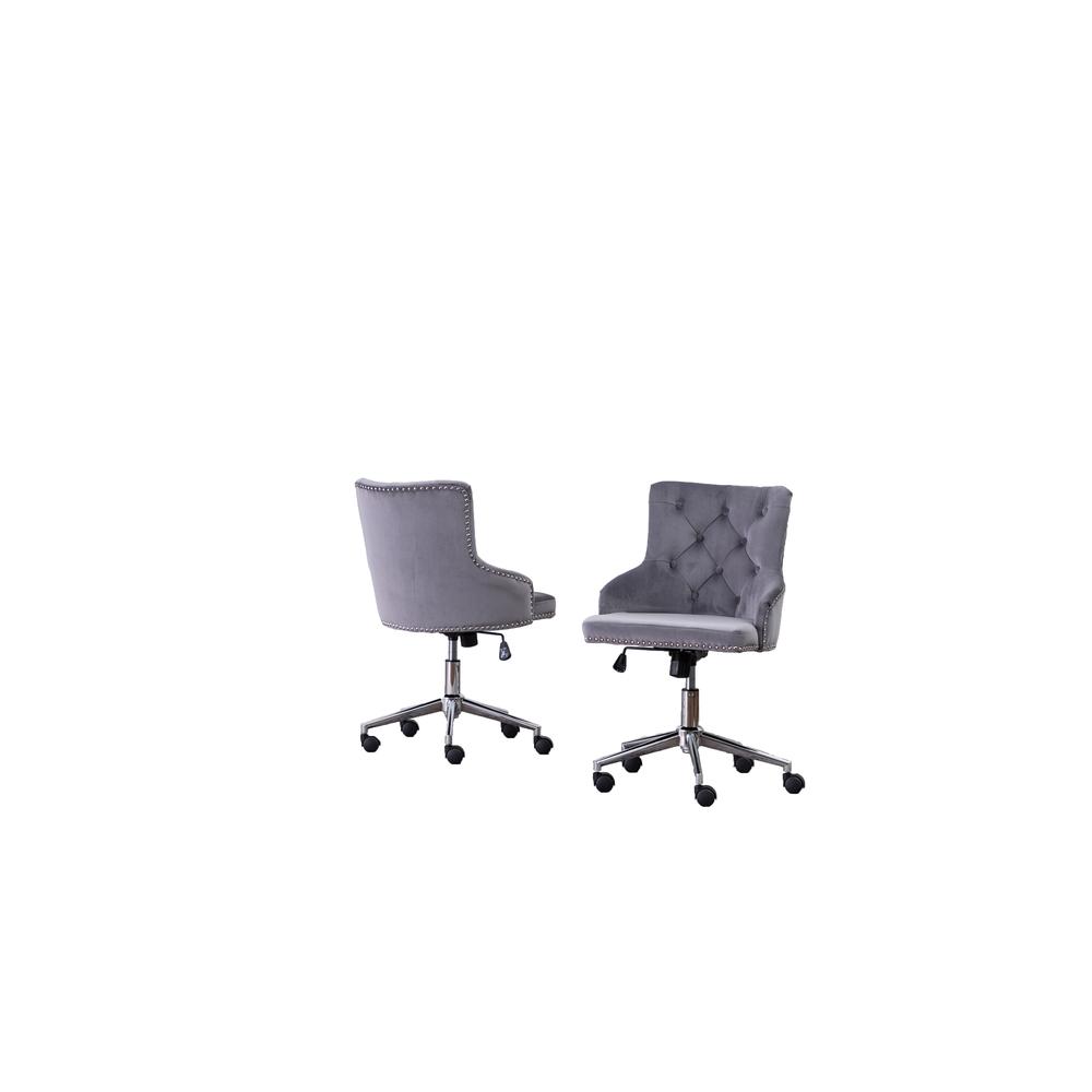Tufted Velvet Upholstered Office Chair in Dark Grey - Single. Picture 2