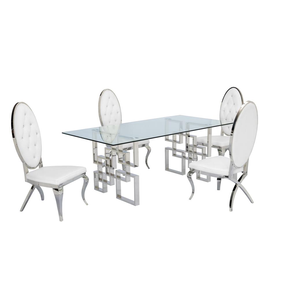 Stainless Steel and Glass 5 Piece Dining Set 653. Picture 3