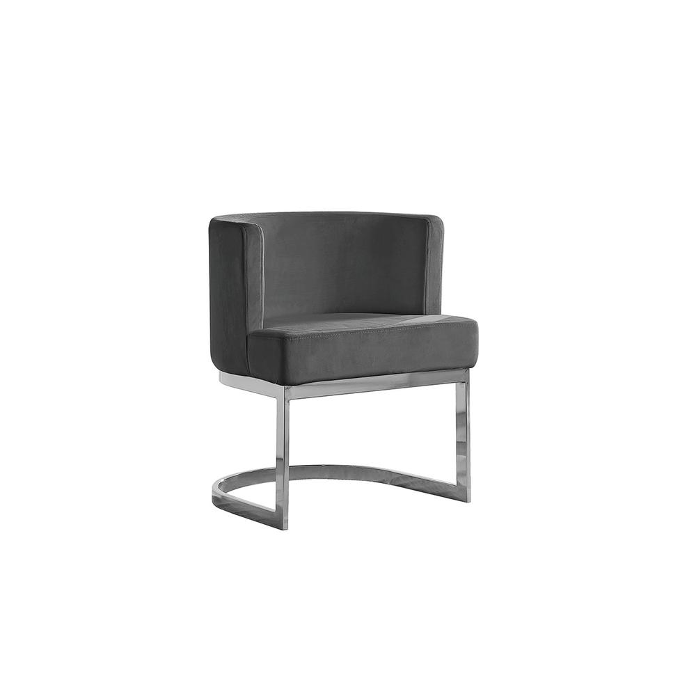 Dark Grey Velvet Side Chair with Silver, Chrome Base - Single. Picture 1