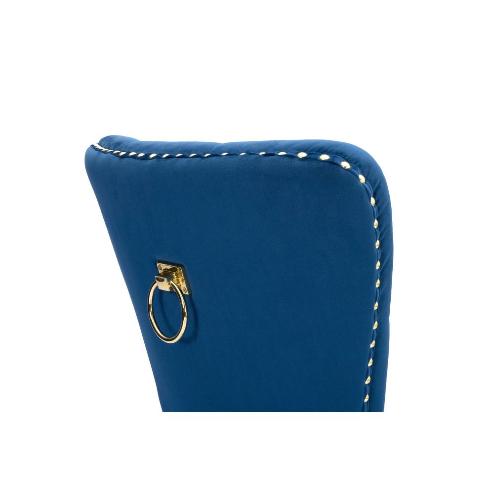 24" Tufted Velvet Upholstered Bar stool in Oceanic Blue, Set of 2, Oceanic Blue. Picture 4
