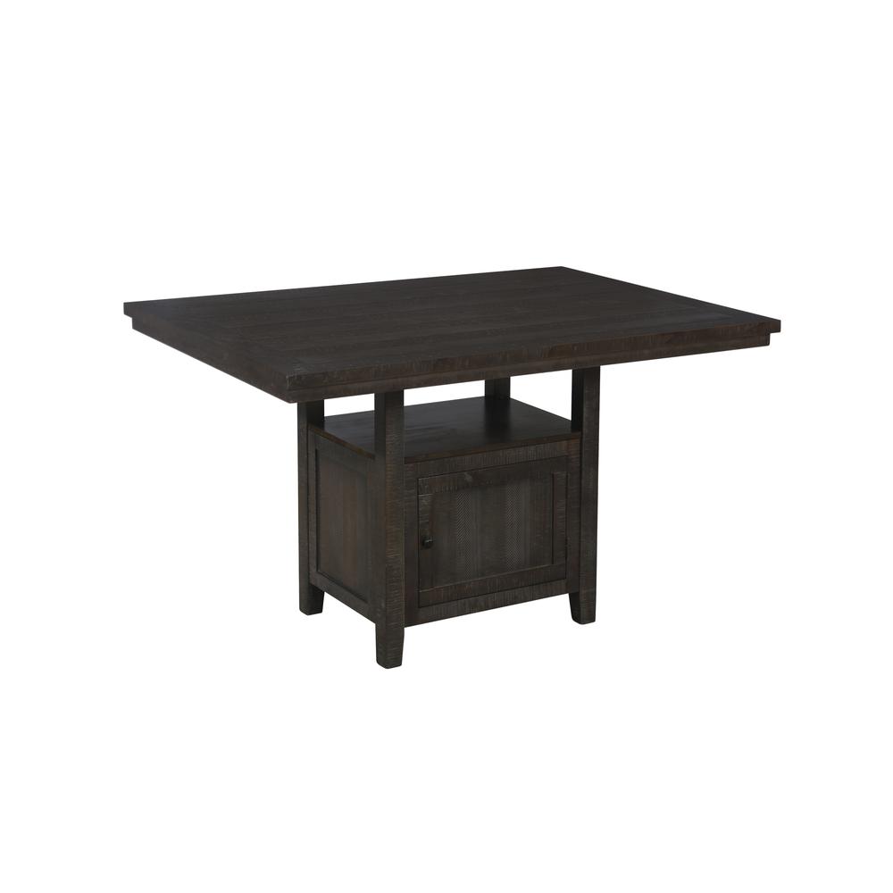 Classic Storage Counter Height Dining Table with Cabinet in Rustic Wood Finish. Picture 1