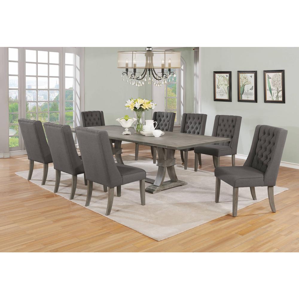 Classic 9pc Dining Set with Extendable Dining Table with Two 16" Leafs and Upholstered Chairs with Tufted Buttons.. Picture 1