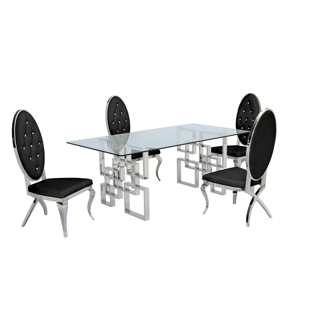 Stainless Steel and Glass 5 Piece Dining Set 677. Picture 3