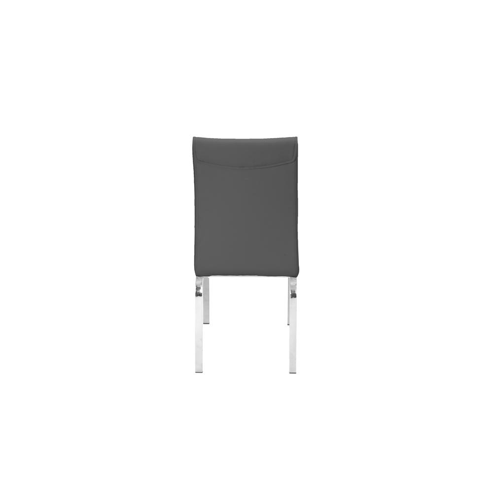 Faux Leather Dining Side Chairs, Chrome Legs (Set of 2) - Dark Grey. Picture 4