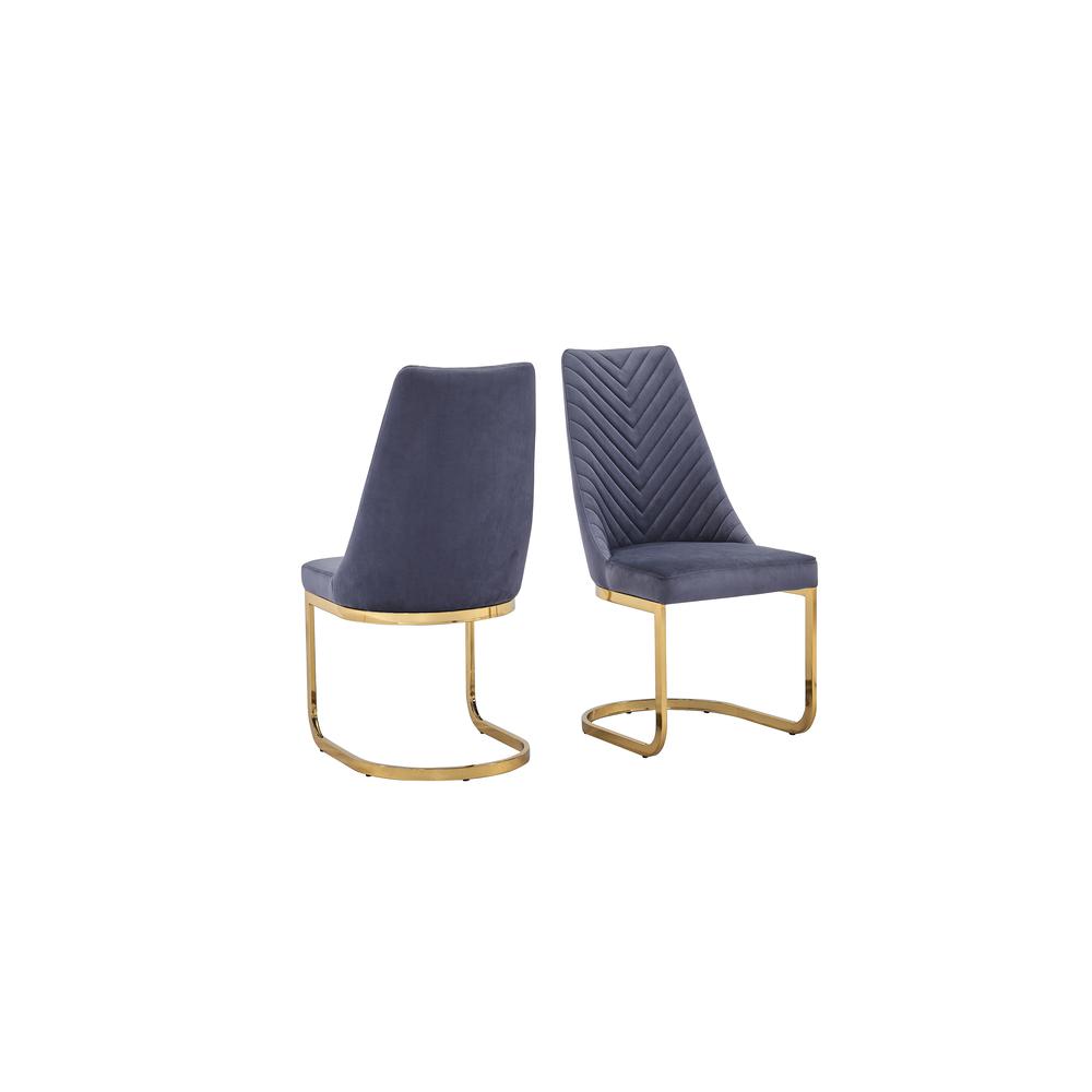 Rectangular Tempered Glass 5pc Gold Set Chrome Chairs in Dark Grey Velvet. Picture 2
