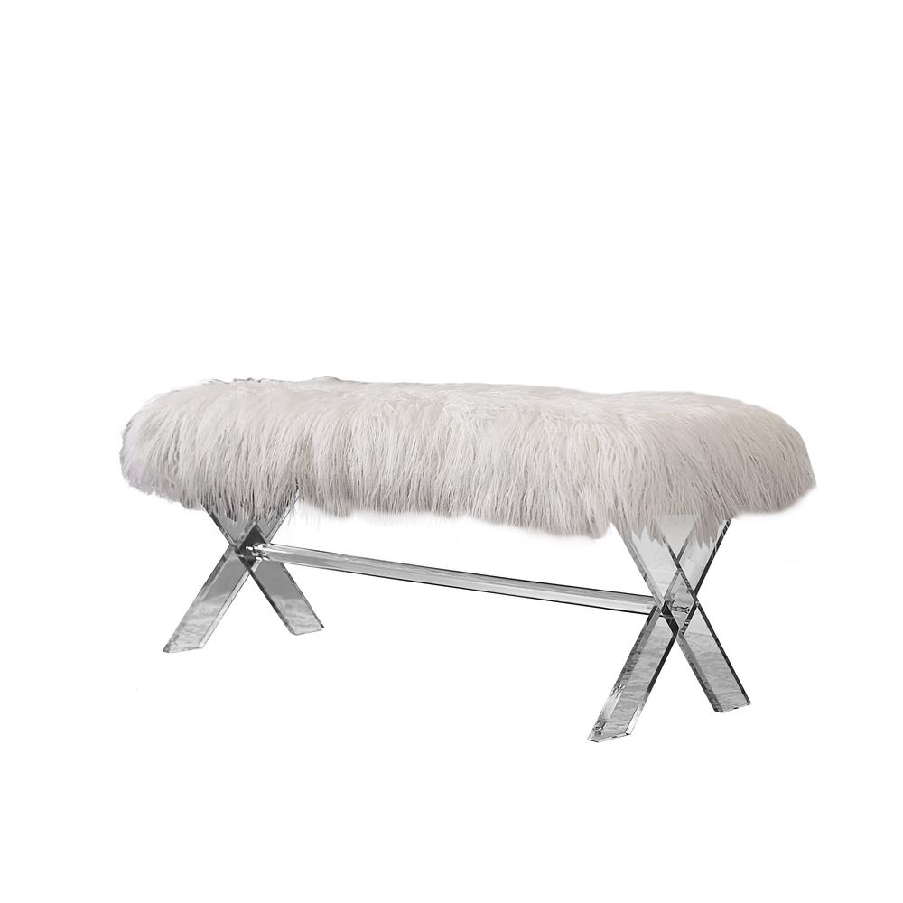 Fur bench/Ottoman with Acrylic Legs.. Picture 1