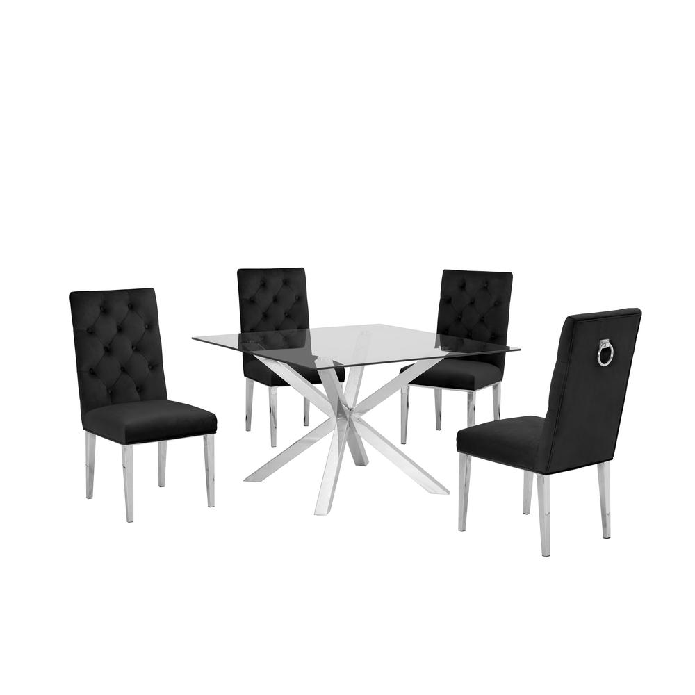 5 Piece Dining Set w/ Stainless Steel Table 981. Picture 1
