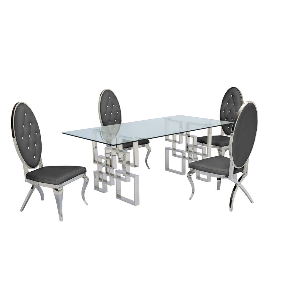 Stainless Steel and Glass 5 Piece Dining Set 660. Picture 3