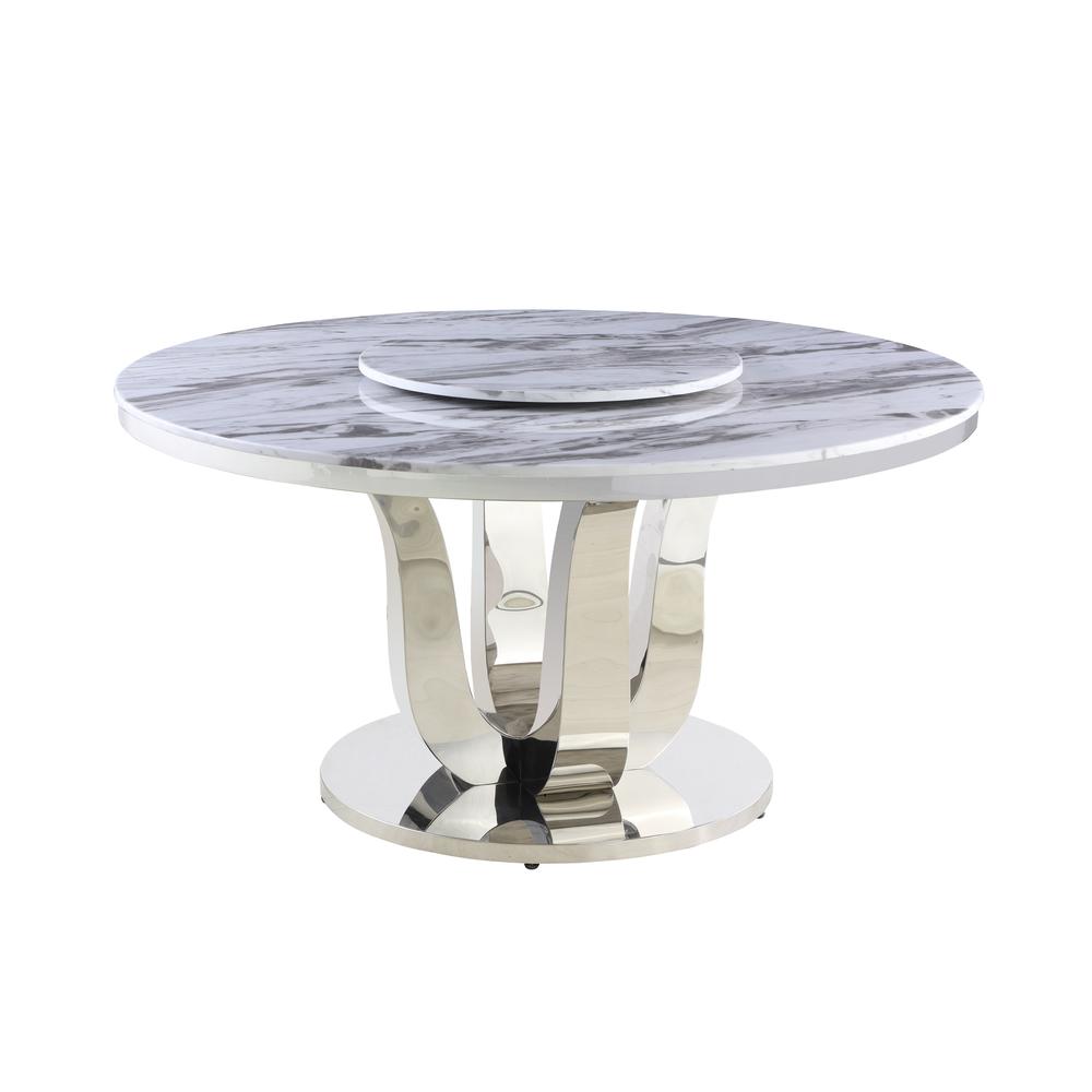 White Lazy-Susan Round Marble Table. Picture 1