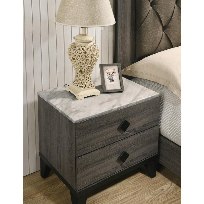 Madelyn night stand in Rustic Gray Walnut and Faux Marble Top. Picture 2