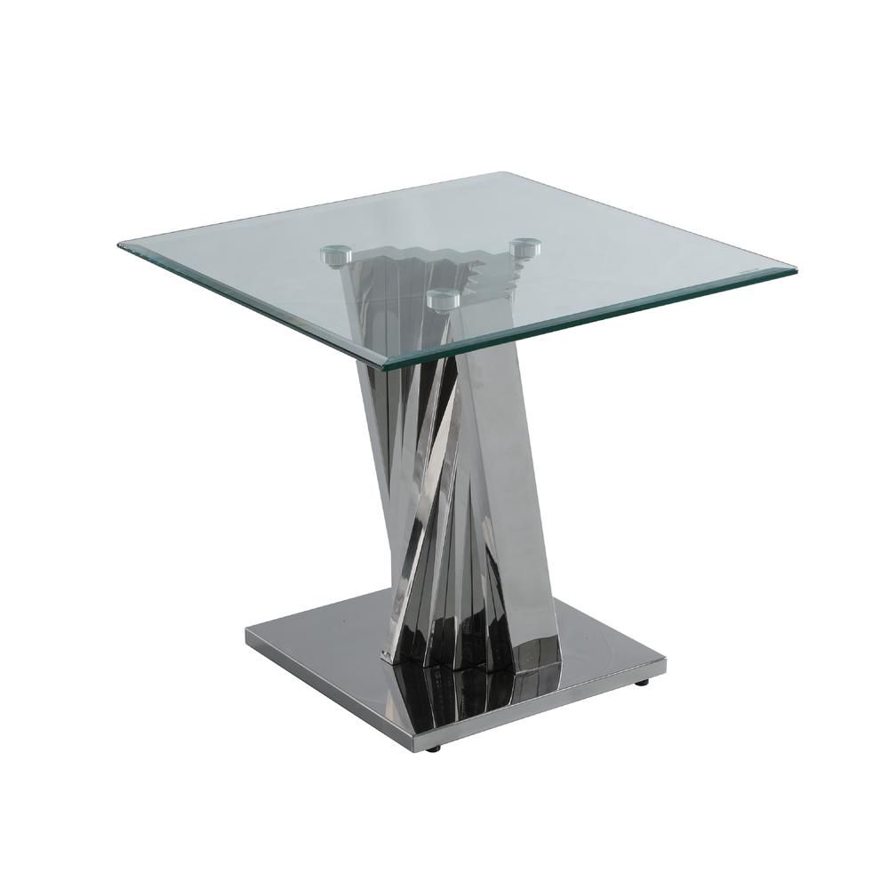 Glass End Table with Stainless Steel Base. Picture 2
