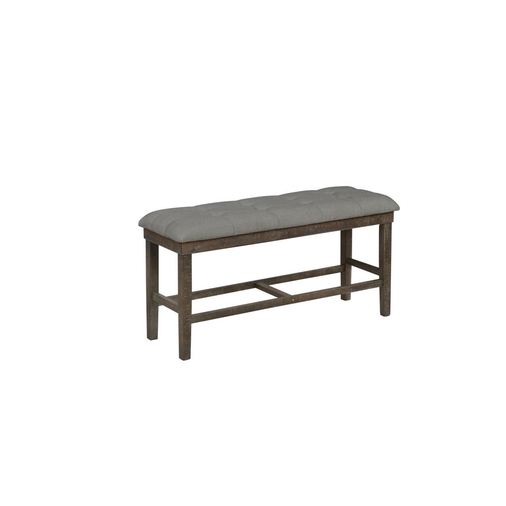 Upholstered Tufted Counter Height Bench with Footrest, Dark Grey. Picture 1