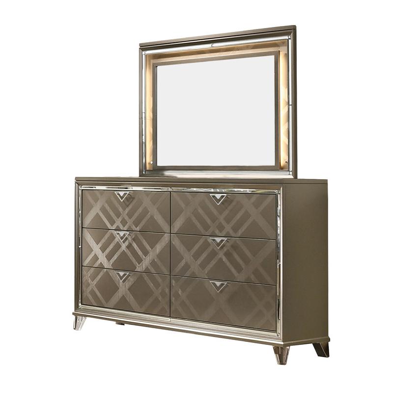 New York collection dresser with mirror and LED light on the mirror. Picture 1