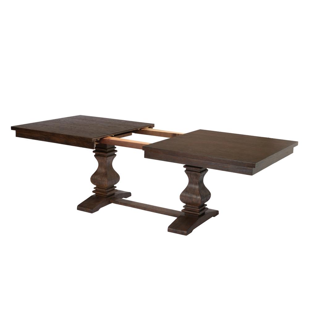 78"-96" Extension Dining Table w/Center 18-Inch Leaf, Walnut Color. Picture 3