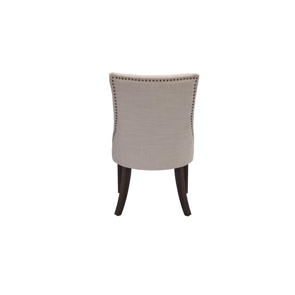 Classic Upholstered Side Chair Tufted in Linen Fabric w/Nailhead Trim **Set of 2**, Beige. Picture 5