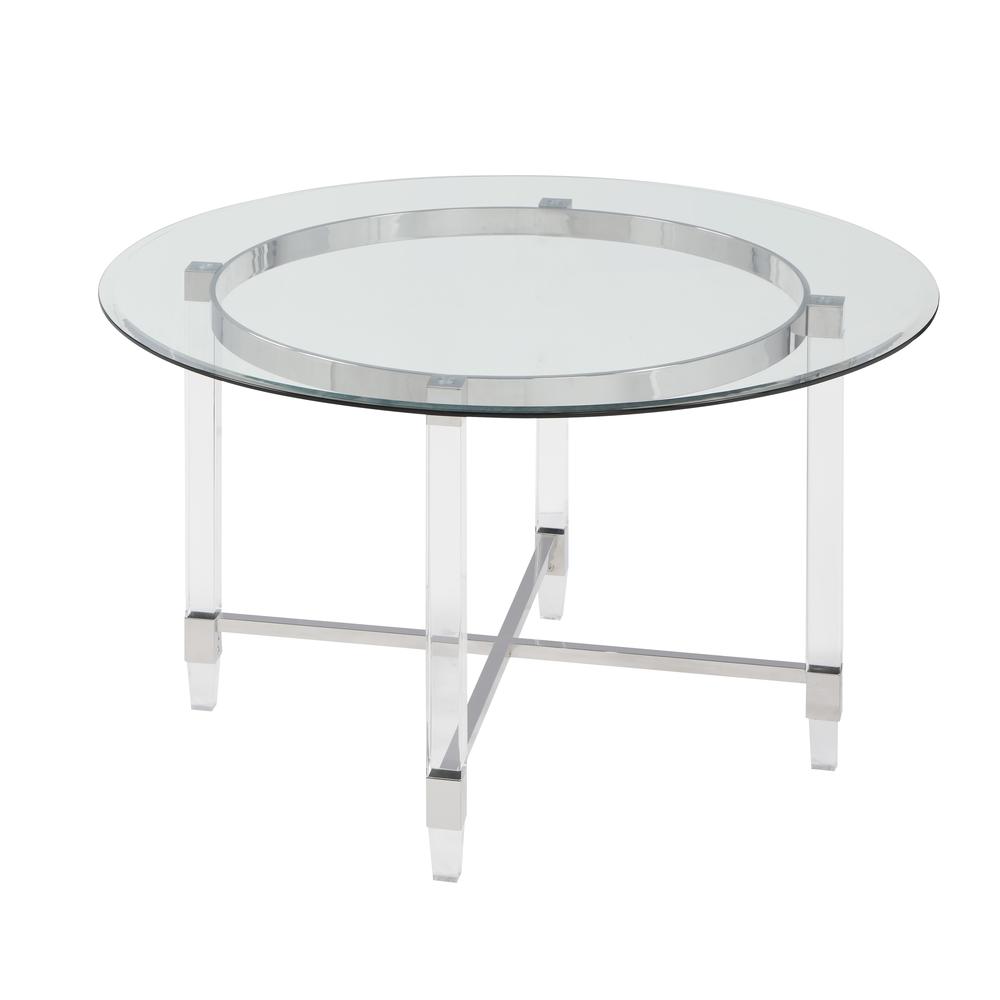 Round Glass Dining Table with Clear Acrylic legs. Picture 1