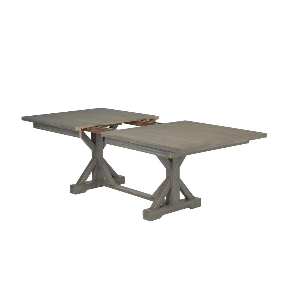 78"-96" Extension Dining Table w/Center 18-Inch Leaf, Rustic Grey Color. Picture 4