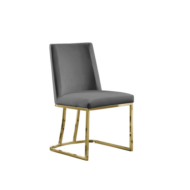 Velvet Upholstered Side Chair, Gold Color Legs, 4 Colors to Choose (Set of 2) - Dark Grey. Picture 1