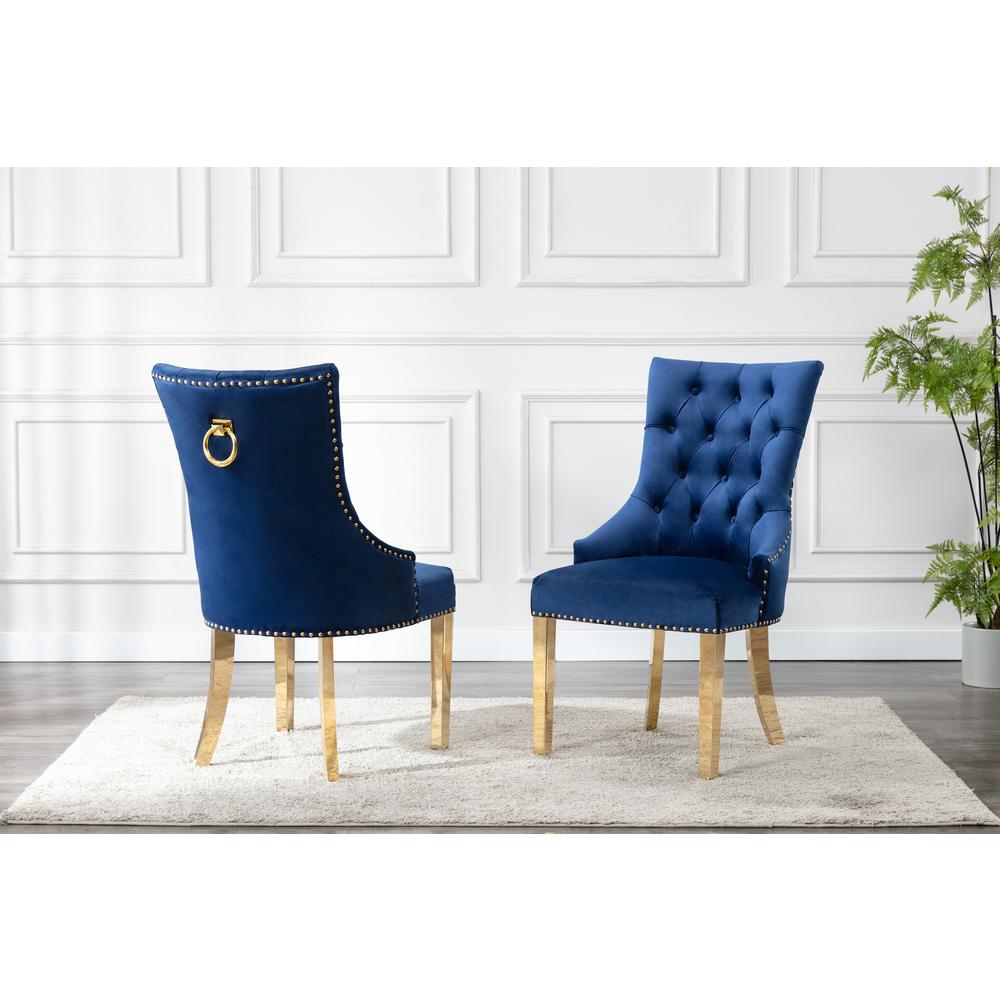 Tufted Velvet Upholstered Side Chairs, 4 Colors to Choose (Set of 2) - Navy 659. Picture 2