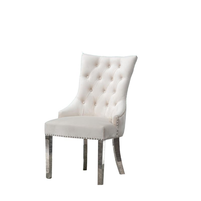 Tufted Velvet Upholstered Side Chairs, 4 Colors to Choose (Set of 2) - Cream 710. Picture 2