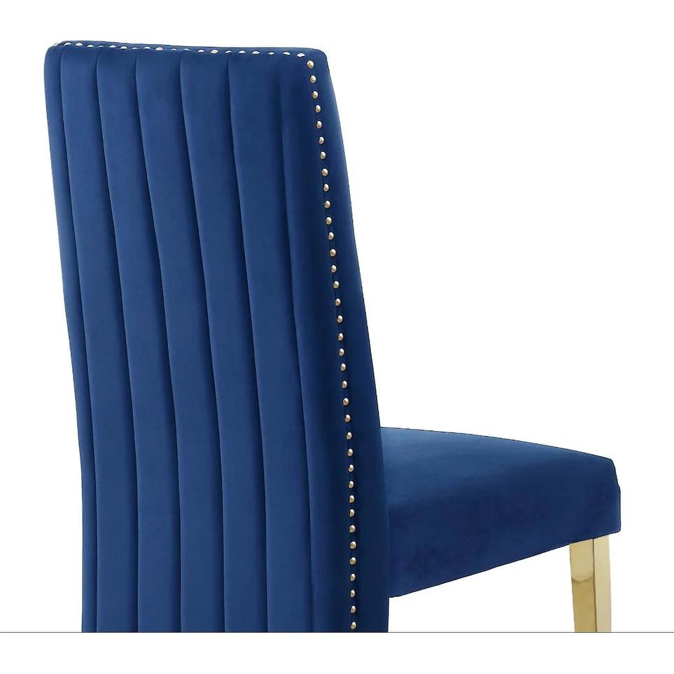 Tufted Velvet Upholstered Side Chair, 4 Colors to Choose (Set of 2) - Navy. Picture 2