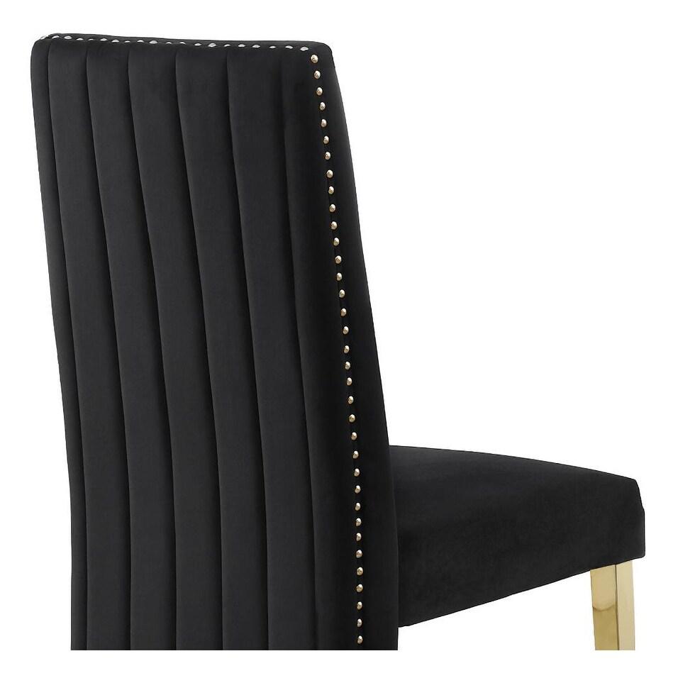 Tufted Velvet Upholstered Side Chair, 4 Colors to Choose (Set of 2) - Black. Picture 2