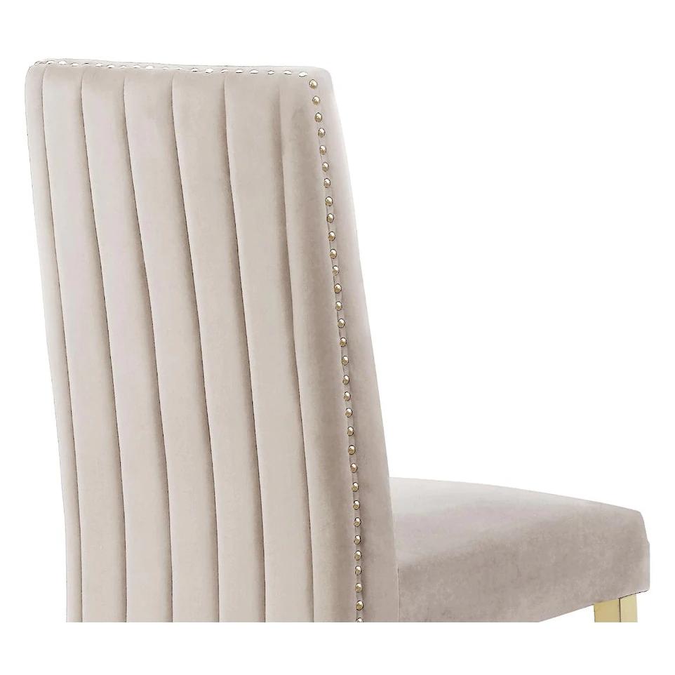 Tufted Velvet Upholstered Side Chair, 4 Colors to Choose (Set of 2) - Cream. Picture 2