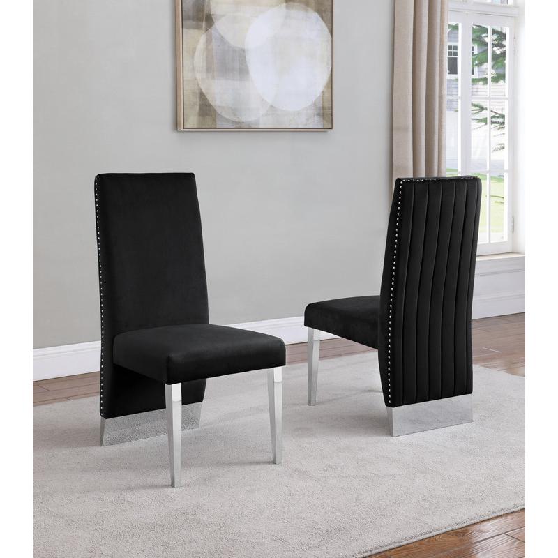 Tufted Velvet Upholstered Dining Chair, 4 Colors to Choose (Set of 2) - Black. Picture 1