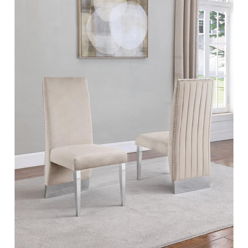 Tufted Velvet Upholstered Dining Chair, 4 Colors to Choose (Set of 2) - Cream. Picture 1