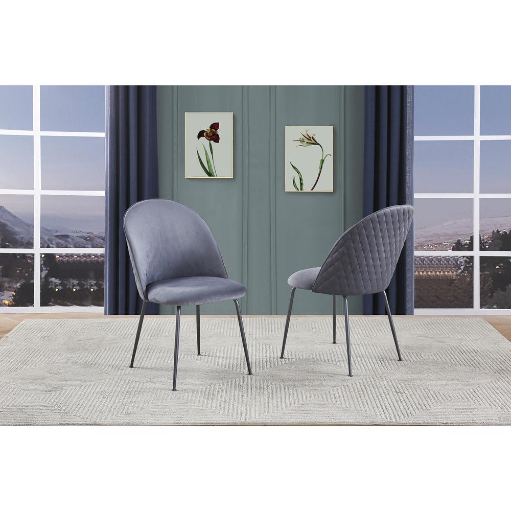 Dark Grey velvet upholstered side chairs (SET OF 2). Picture 3