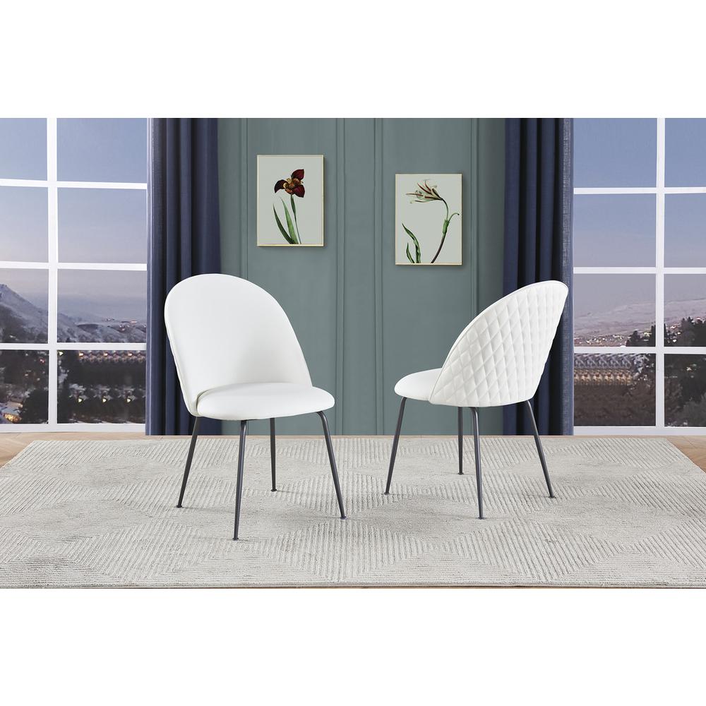 White Faux leather side chair (SET OF 2). Picture 3
