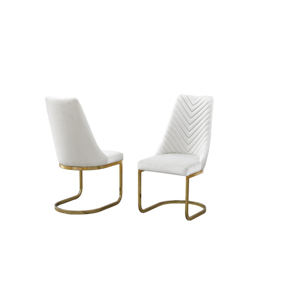 Cream velvet chairs with gold chrome base (SET OF 2). Picture 1