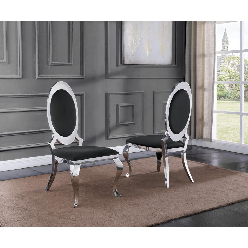 Velvet Uph. Dining Chair, Stainless Steel Frame (Set of 2) - Black. Picture 3