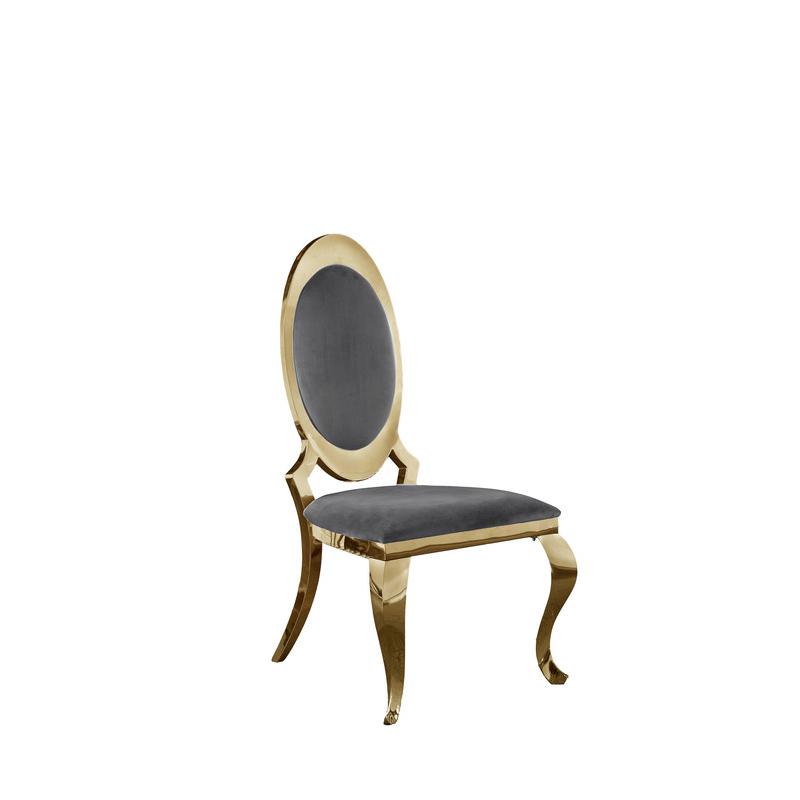 Velvet Uph. Dining Chair, Gold Stainless Steel Frame (Set of 2) - Dark Grey. Picture 1
