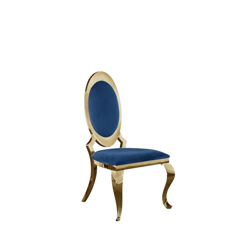 Velvet Uph. Dining Chair, Gold Stainless Steel Frame (Set of 2) - Navy Blue. Picture 1