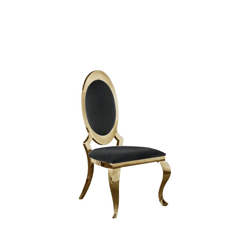Velvet Uph. Dining Chair, Gold Stainless Steel Frame (Set of 2) - Black. Picture 1