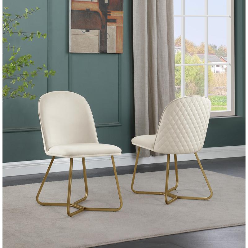 Cream velvet side chairs (SET OF 2). Picture 3