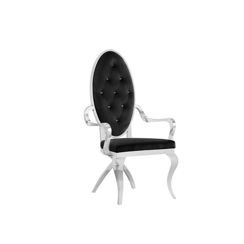 Velvet Side Arm Chair Set of 2, Stainless Steel, Black. The main picture.