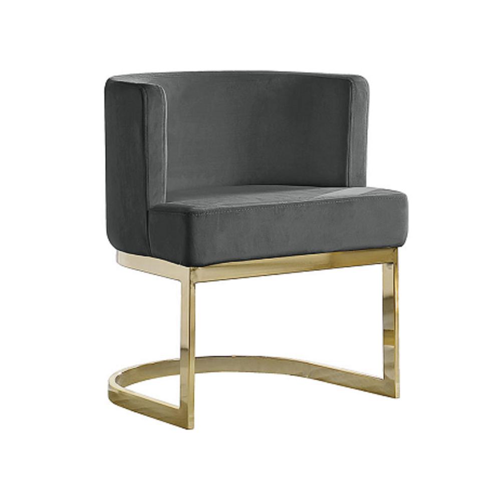 Dark Grey Velvet Side Chair with Gold, Chrome Base - Single. Picture 2