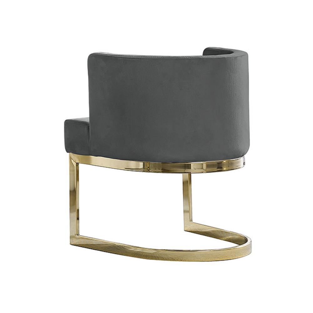 Dark Grey Velvet Side Chair with Gold, Chrome Base - Single. Picture 3