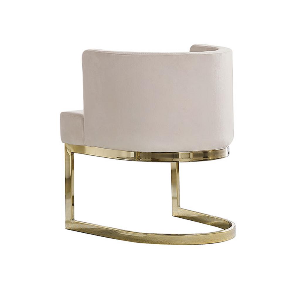Beige Velvet Side Chair with Gold, Chrome Base - Single. Picture 2